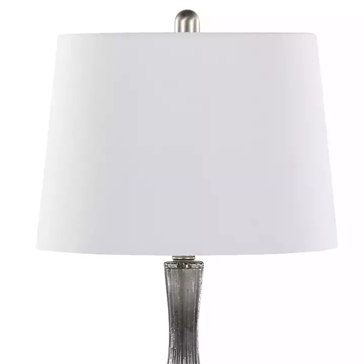 Gray Crackle Glass Teardrop Table Lamps, Set of 2