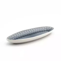 Gray Crackle Glaze Peacock Appetizer Platter