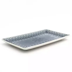 Gray Crackle Glaze Peacock Rectangular Platter