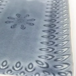 Gray Crackle Glaze Peacock Rectangular Platter