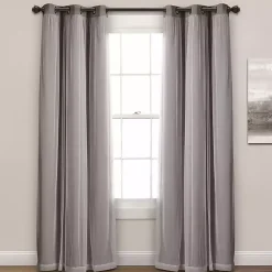 Gray Curtain Panel Set with Overlay, 84 in.