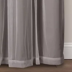 Gray Curtain Panel Set with Overlay, 84 in.