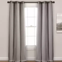 Gray Curtain Panel Set with Overlay, 95 in.