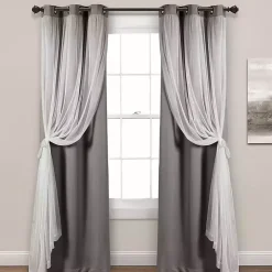 Gray Curtain Panel Set with Overlay, 95 in.