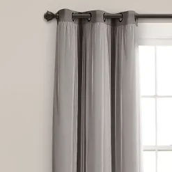 Gray Curtain Panel Set with Overlay, 95 in.