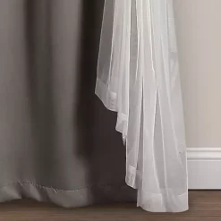 Gray Curtain Panel Set with Overlay, 95 in.