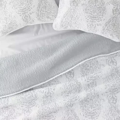 Gray Damask Reversible 3-pc. Queen Quilt Set