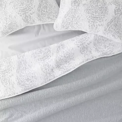 Gray Damask Reversible 3-pc. Queen Quilt Set