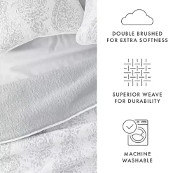 Gray Damask Reversible 3-pc. Queen Quilt Set