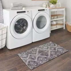 Gray Distressed Geo Markings Accent Rug, 2x3