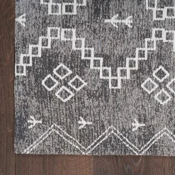 Gray Distressed Geo Markings Accent Rug, 2x3