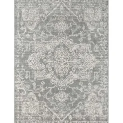 Gray Distressed Medallion Area Rug, 5x7