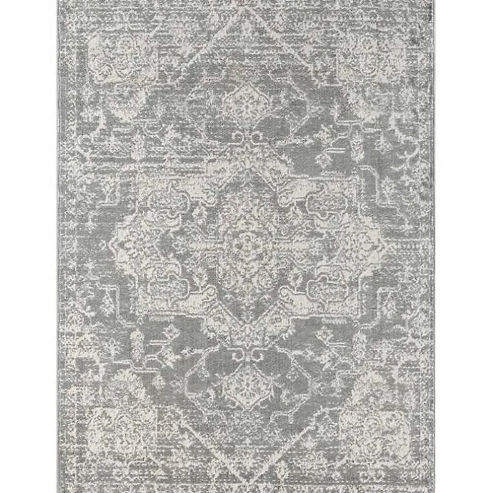 Gray Distressed Medallion Area Rug, 5x7