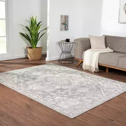 Gray Distressed Medallion Area Rug, 5x7