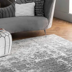 Gray Distressed Power Loomed Area Rug, 12x15