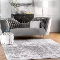 Gray Distressed Power Loomed Area Rug, 8x12