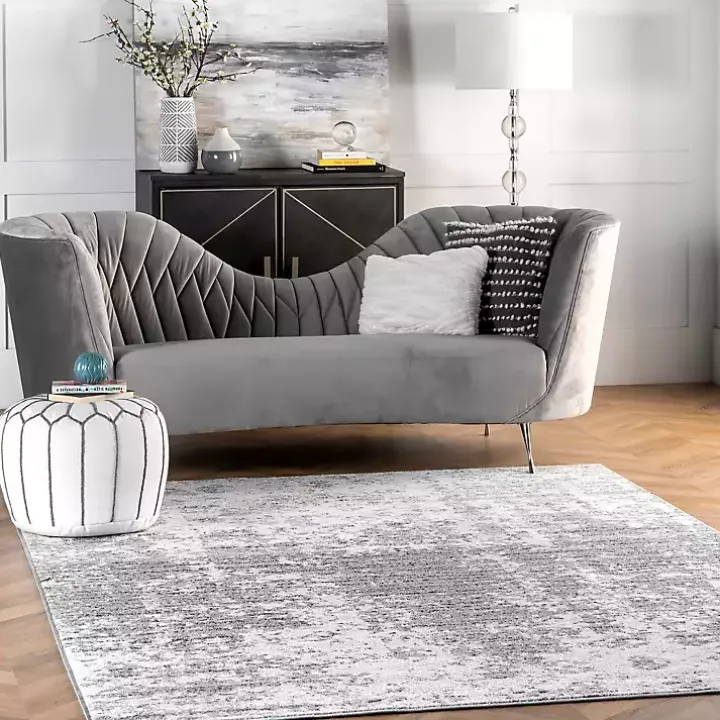 Gray Distressed Power Loomed Area Rug, 8x12