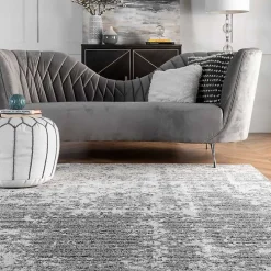 Gray Distressed Power Loomed Area Rug, 8x12