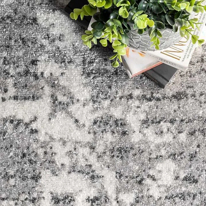 Gray Distressed Power Loomed Area Rug, 8x12