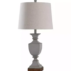 Gray Distressed Square Urn Table Lamp