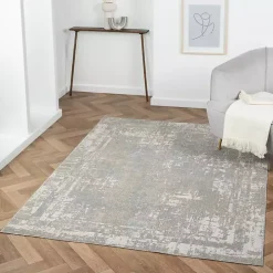 Gray Distressed Washable Area Rug, 5x7