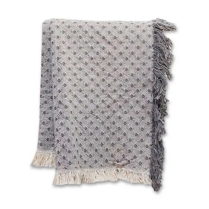 Gray Dotted Woven Throw