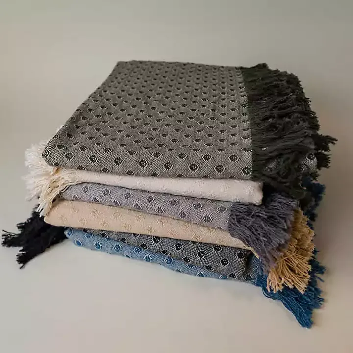 Gray Dotted Woven Throw