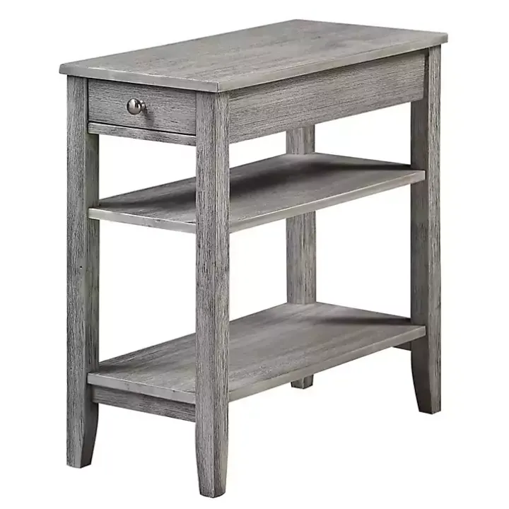 Gray Double Shelf Wood Accent Table