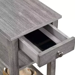 Gray Double Shelf Wood Accent Table