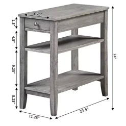 Gray Double Shelf Wood Accent Table