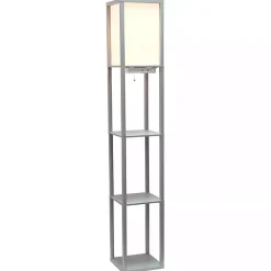 Gray Etagere Shelf Charging Floor Lamp