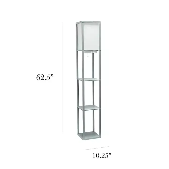 Gray Etagere Shelf Charging Floor Lamp
