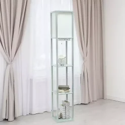Gray Etagere Shelf Charging Floor Lamp