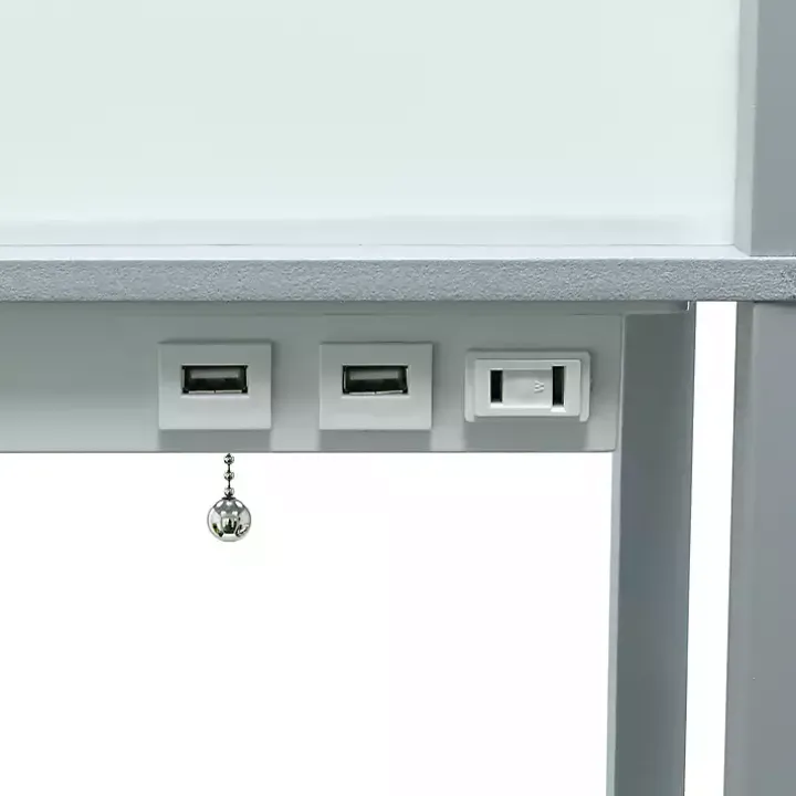 Gray Etagere Shelf Charging Floor Lamp