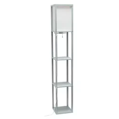 Gray Etagere Shelf Charging Floor Lamp