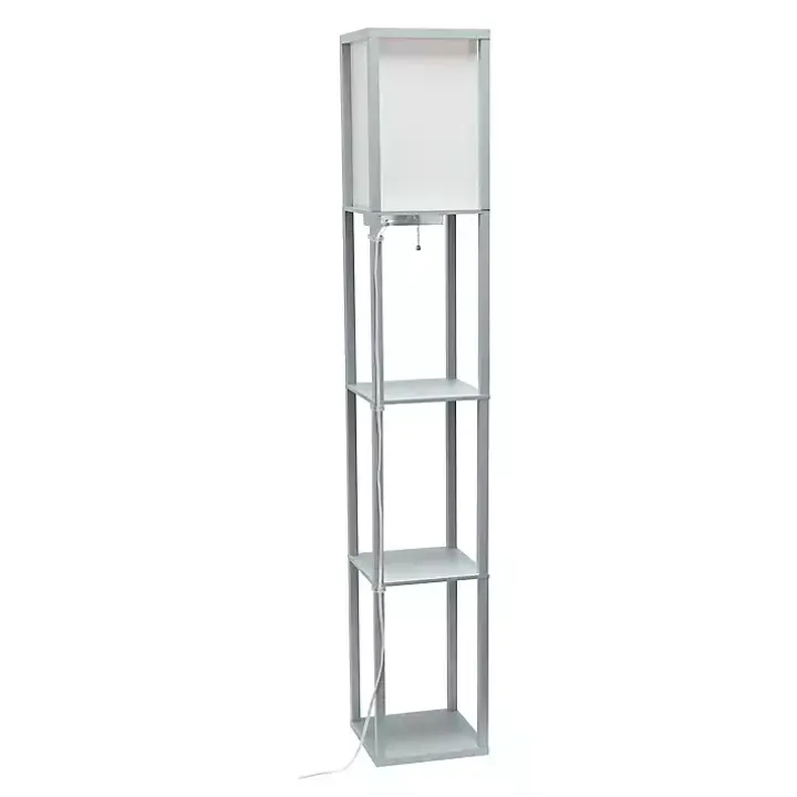 Gray Etagere Shelf Charging Floor Lamp