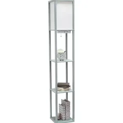 Gray Etagere Shelf Charging Floor Lamp