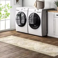 Gray Faded Medallion Washable Runner