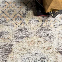 Gray Faded Medallion Washable Area Rug, 4x6