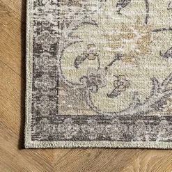 Gray Faded Medallion Washable Area Rug, 4x6