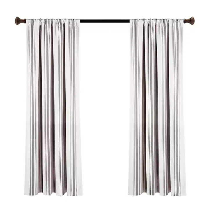 Gray Farmhouse Stripe Curtain Panels, Set of 2