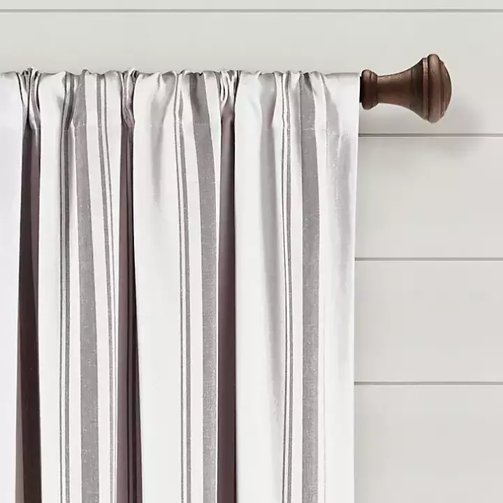Gray Farmhouse Stripe Curtain Panels, Set of 2