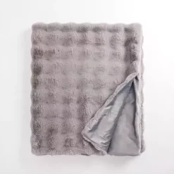 Gray Faux Fur Bubble Throw