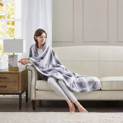 Gray Faux Fur Oversized Throw Blanket