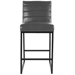 Gray Faux Leather Armless Counter Stool