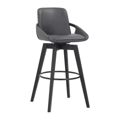 Gray Faux Leather Baylor Swivel Bar Stool