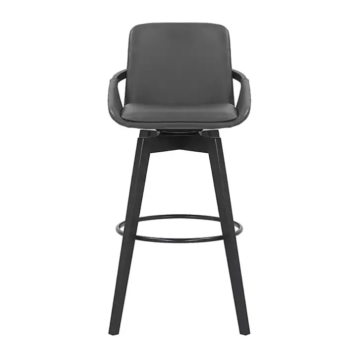 Gray Faux Leather Baylor Swivel Bar Stool