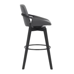 Gray Faux Leather Baylor Swivel Bar Stool