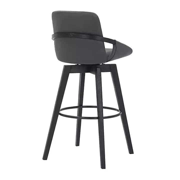 Gray Faux Leather Baylor Swivel Bar Stool