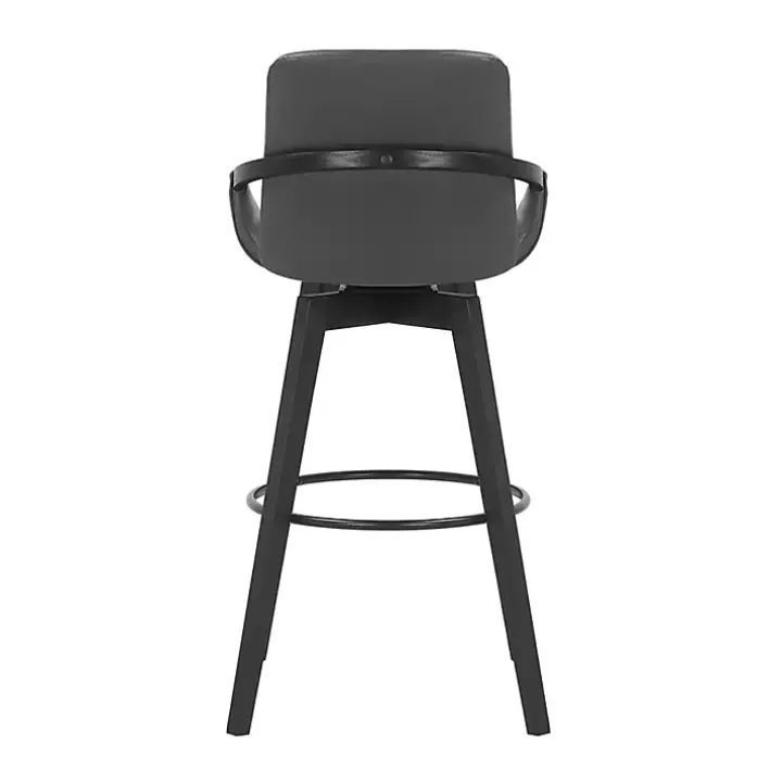 Gray Faux Leather Baylor Swivel Bar Stool
